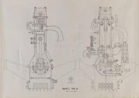 BUGATTI: A collection of four posters relating to detailed mechanical diagrams