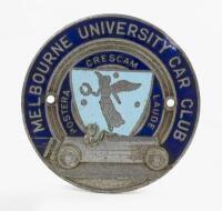 MELBOURNE UNIVERSITY: A late 1950s Melbourne University Car Club badge 'Postera Crescam Laude'. 7cm diameter.