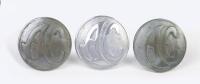 AC: Three AC badges believed to be suited to 1953 AC ACE, two original stamped with J Fray LTD Bram, one later. 5.5cm diameter.