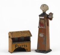 DINKY: Two early 1940s Dinky Meccano petroleum items including Pratts Motor Oil bread bin and Shell petrol pump.&nbsp;
