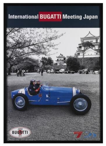 JAPAN: A framed 'International Bugatti Meeting Japan' 2015 poster. 76cm wide, 106.5cm high.