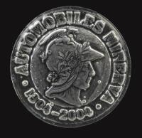 MINERVA AUTOMOBILES: A 'Minerva Automobiles 1904-2004' glass paperweight