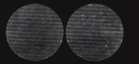 AUTOMOTIVE LAMP LENSES: A pair of automotive ribbed glass lenses