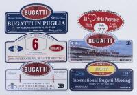 RALLY PLATES: A collection six rally plates related to Bugatti events