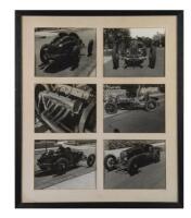 ANZANI BUGATTI: Three individual photograph portraits framed & glazed, detailing the Anzani Bugatti model with the R1 2 OHC engine