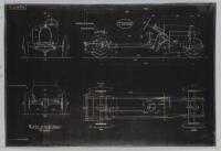 BUGATTI POSTERS: Three reproduced chassis blueprint posters, two relating to the Type 38 and one relating to the Type 43 - 2