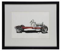 R. SHEPHERD: A fine original ink & watercolour drawing on paper&nbsp;of a 1920-1921, 8 cylinder, 2991cc model, mounted on frame&nbsp;& glazed, 25cm high, 36cm wide (visible)