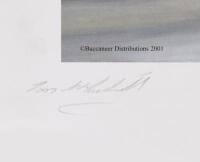 AYRTON SENNA:&nbsp;&nbsp;A print by Robert Tomlin - "and Senna goes through!!!" - depicting Ayrton Senna driving what is regarded as the finest lap ever in the history of F1 at the 1993 European Grand prix held at Donington, U.K., limited edition 591/750, signed by - 3