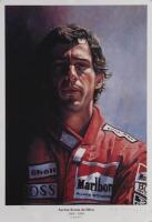 AYRTON SENNA: A limited edition [186/850] portrait poster by artist Rob Perry depicting Ayrton Senna, signed by the artist, 57cm high, 45cm wide overall