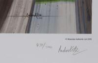 ALONSO: A 2005 Andrew Kitson print - 'Fernando Alonso - World Champion 2005' - Limited Edition of 500, numbered 438, signed by artist, measures approx 44cm high, 60cm wide&nbsp;overall. - 2