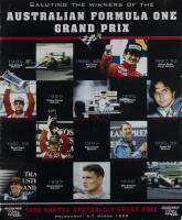 AUSTRALIAN GRAND PRIX: A poster from the 1999 Qantas Australian Grand Prix&nbsp;showing&nbsp;the previous winners of the Australian Grand&nbsp;Prix events from 1985-1998, some graze marks mainly at centre and also down complete left hand side, 85cm high, 70cm wide