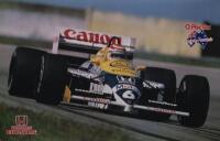 WILLIAMS: A sponsored publicity poster depicting Nelson Piquet driving a Williams Honda FW11, has a few fold marks at lower left hand corner and right hand side, 38cm high, 59cm wide
