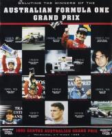 AUSTRALIAN GRAND PRIX: A poster from the 1999 Qantas Australian Grand Prix&nbsp;showing&nbsp;the previous winners of the Australian Grand&nbsp;Prix events from 1985-1998,&nbsp;85cm high, 70cm wide