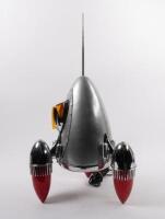 A interesting 'Car Part Art' lamp sculpture&nbsp;in rocket form titled 'Blast Off' by Australian artist Terry Lawrie made from genuine retro car parts&nbsp;including&nbsp;'59 Cadillac taillight lenses and others, approx 66cm high - 2
