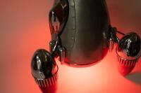 A interesting 'Car Part Art' lamp sculpture&nbsp;in rocket form titled 'Blast Off' by Australian artist Terry Lawrie made from genuine retro car parts&nbsp;including&nbsp;'59 Cadillac taillight lenses and others, approx 66cm high - 3