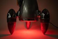 A interesting 'Car Part Art' lamp sculpture&nbsp;in rocket form titled 'Blast Off' by Australian artist Terry Lawrie made from genuine retro car parts&nbsp;including&nbsp;'59 Cadillac taillight lenses and others, approx 66cm high - 4