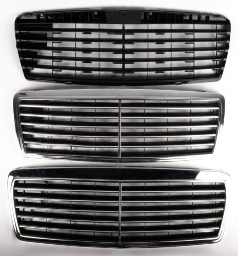 RADIATOR GRILLE SHELLS (3): A group lot of 3 radiator grille shells, suits w210, one complete, one with minor damage, one plastic back only no chrome (210 888 01 23)