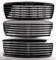 RADIATOR GRILLE SHELLS (3): A group lot of 3 radiator grille shells, suits w210, one complete, one with minor damage, one plastic back only no chrome (210 888 01 23)