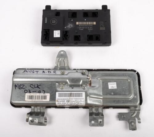 CLK: Two Mercedes Benz CLK parts including Mercedes Benz CLK front right passenger door control module & Mercedes TRW Polska airbag module, (2098202026/01, 30342728A)