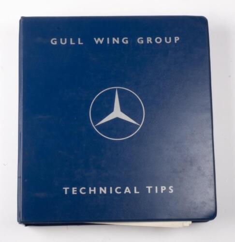 300SL: A c1970s edition of the Mercedes Benz Gull Wing Group International 'Technical Tips' book, housed in blue ring binded folder. Includes a large range of technical information and specifications relating to the Mercedes Benz 300SL.