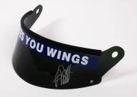 VETTEL: A late 2000s Red Bull Racing 'Gives You Wings' tinted helmet visor with Sebastian Vettel signature to lower right in silver marker.&nbsp;