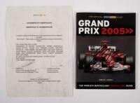 2005 GRAND PRIX:&nbsp;The official ITV Sport guide to the 2005 Grand Prix season by Bruce Jones, book hand signed by seventeen Formula One drivers including Schumacher, Barichello, Button, Alonso, Webber & others.