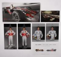 MCLAREN MERCEDES: A Vodafone McLaren Mercedes 2008 Formula One brochure, signed to front by Heikki Kovalainen and Lewis Hamilton. Along with various driver cards Paffett, Rosa, & Wurz