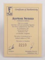 AYRTON SENNA: A 1:9 scale limited edition&nbsp;cold cast porcelain resin figure of Ayrton Senna sculpted by Paul Szeiler for Endurance Ltd, on wooden base with engraved plaque, NIB and accompanied by a COA from The Art of Sport, 22cm high - 4