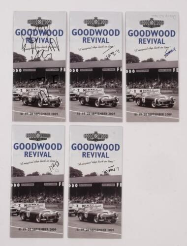 BRITISH: Five autographed formula 1 race programme from the 2009 British Goodwood Festival Of Speed, signed by, Desrié Wilson, Derek Bell, Lord Charles march, Jay Leno and Alan Jones.