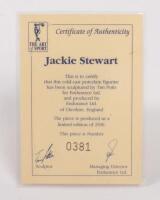 JACKIE STEWART: A 1:9 scale limited edition (0381/5000) cold cast porcelain resin figure of Jackie Stewart&nbsp;sculpted by Paul Szeiler for Endurance Ltd, on wooden base with engraved plaque, NIB and accompanied by a COA from The Art of Sport, 22cm high - 4