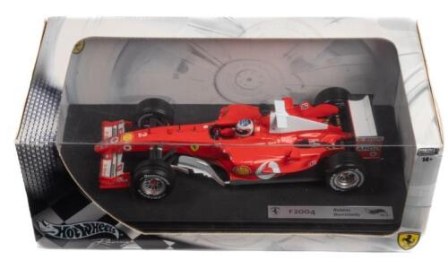 FERRARI F2004: A 1/18 scale Hot Wheels racing Ferrari F2004 as raced by Rubens Barrichello