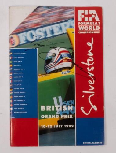 BRITISH: A autographed Formula 1 race programme from the 1992 British GP, signed by, Ayrton Senna.