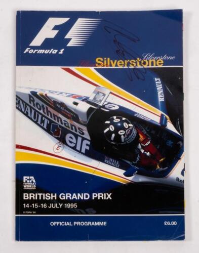BRITISH: A autographed formula 1 race programme from the 1995 British GP Silverstone, signatures include, Johnny Herbert, Rubes Barrichello, Jos Verstappen and 4 other drivers.
