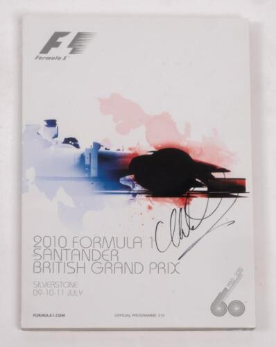 BRITISH: A autographed formula 1 race programme from the 2010 British GP, signed by, Mark Webber.