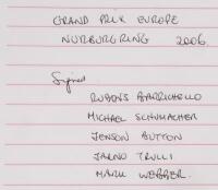 EUROPE: A autographed Formula 1 race&nbsp;programme&nbsp;from the 2006 Europe&nbsp;GP Nurburgring,&nbsp;signatures&nbsp;include, Michael Schumacher, Rubens Barrichello, Jenson Button and others. - 3