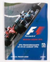 BELGIAN: A autographed Formula 1 race&nbsp;programme&nbsp;from the 1996&nbsp;Belgian GP Spa-Francorchamps,&nbsp;signatures&nbsp;include, Damon Hill, Jacques Villeneuve, Michael Schumacher&nbsp;and others.