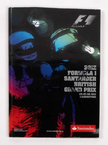 BRITISH: A autographed Formula 1 race programme from the 2012 British GP Silverstone, signatures include, Sebastian Vettel, Fernando Alonso, Kimi Raikkonen and others.