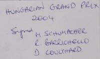 HUNGARIAN:&nbsp;A autographed Formula 1 race programme&nbsp;from the&nbsp;Hungarian GP&nbsp;2004 with front cover signed by, Michael Schumacher, Rubens Barrichello, and David Coulthard&nbsp; - 4