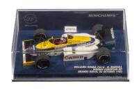WILLIAMS HONDA FW10: A 1:43 scale Minichamps Williams Honda FW10, as raced to victory by Nigel Mansell, European grand prix Brands Hatch 1985