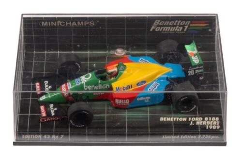 BENETTON FORD B188: A 1:43 scale Minichamps Benetton Ford B188, as raced by Johnny Herbert in 1989, limited edition 2736 pieces