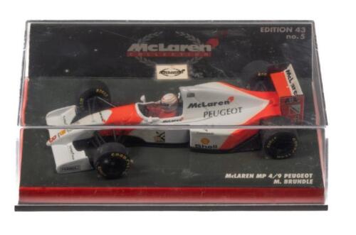 McLAREN MP 4/9 PEUGEOT: A 1:43 scale Minichamps McLaren MP 4/9 Peugeot, as raced by Martin Brundle