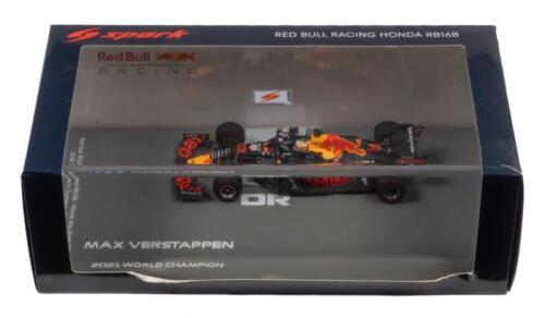 RED BULL RACING HONDA RB16B: A 1:43 scale Spark models Red Bull Racing Honda RB16B, as raced to victory by Max Verstappen Abu Dhabi grand prix 2021
