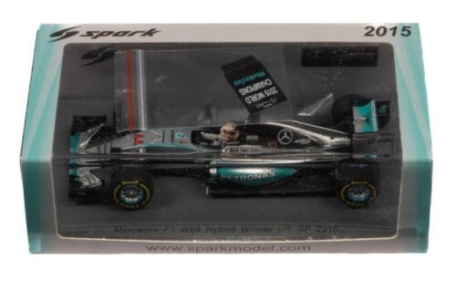 MERCEDES F1 W06: A 1:43 scale Spark model Mercedes F1, W06 hybrid as driven to victory by Lewis Hamilton