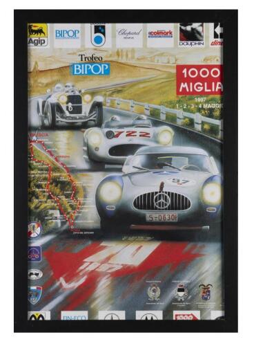 MILLE MIGLIA: A 1997 '1000 MIGLIA' promotional poster framed and under perspex