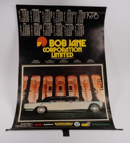 BOB JANE: A Bob Jane Corporation 1976 workshop calendar featuring a Mercedes Benz 600 limousine, approx 61.5cm high, 41.5cm wide.