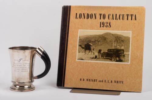 A rare horn handled trophy cup from the 1955 Goodyear Calcutta-London road race [Location: Cheltenham, VIC]