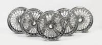 DB5: A set&nbsp;of five Dayton chromed wire wheels suited to Aston Martin DB5, believed to be 15 x 5 1/2 . lightly used.&nbsp;