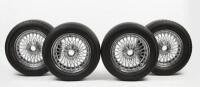 MWS WIRES: A set of four MWS&nbsp;chrome wire wheels suited to Aston Martin DB4 or DB5, stamped with size to each 5 1/2Kx15x22, stamped to inner XW480. With Yokohama tires.&nbsp;