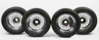 MWS WIRES: A set of four MWS&nbsp;chrome wire wheels suited to Aston Martin DB4 or DB5, stamped with size to each 5 1/2Kx15x22, stamped to inner XW480. With Yokohama tires.&nbsp; - 2