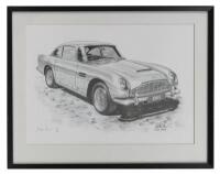 ASTON MARTIN: A framed Aston&nbsp;Martin DB5 original (72/500) Mike Harbar print, 38cm high, 48.5cm wide&nbsp;
